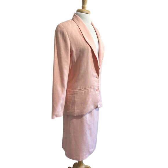 Vintage 90s That's Me 2 Pc Suit Blazer Skirt Pink Classic Dressy Women's 11/12 - Picture 2 of 8